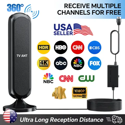 HIDB High-Gain Compact HDTV Antenna - Digital 4K 1080p Indoor Smart TV Antenna, 360° Signal Amplified, Ultra Long Reception Distance, Strong Magnetic Base, Plug-and-Play Easy Installation, Cut the Cord, No Monthly Bill, Ideal for Small Rooms,techvibes