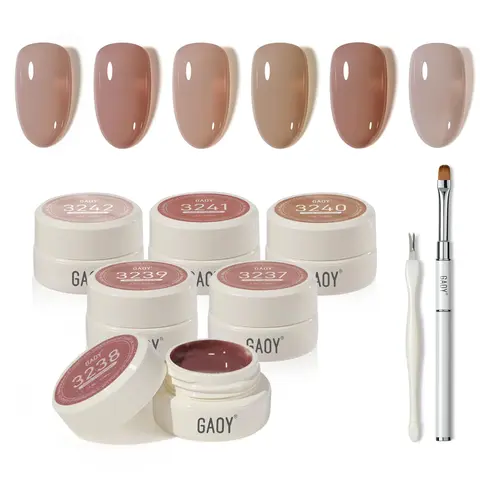 GAOY Natural Jelly Gel Nail Polish Set, Nude Symphony | 6 Colors Sheer Pink, UV Gel Polish, for Salon Manicure & Nail Art DIY at Home
