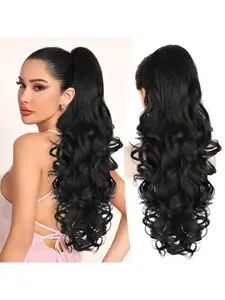 Large Wave Ponytail Clip-In Hair Extension, Natural Look, Fluffy Volume, Pear Shape Waves, Perfect for Daily Use