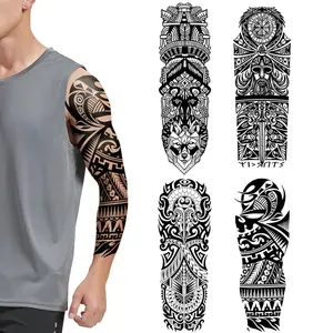 Full Arm Temporary Tattoo Sticker, 4 Counts/set Long Lasting Fake Tattoo Sticker, Body Art Sticker for Men & Women