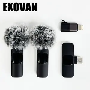 Wireless mini Microphone for iPhone/Smartphone, 2 Mini Lapel Microphones with Clearer Audio for Video Recording, Interview, Vlog，Noise Reduction Device Noise Cancellation Stereo Wireless vlogging  tools handheld high quality audio