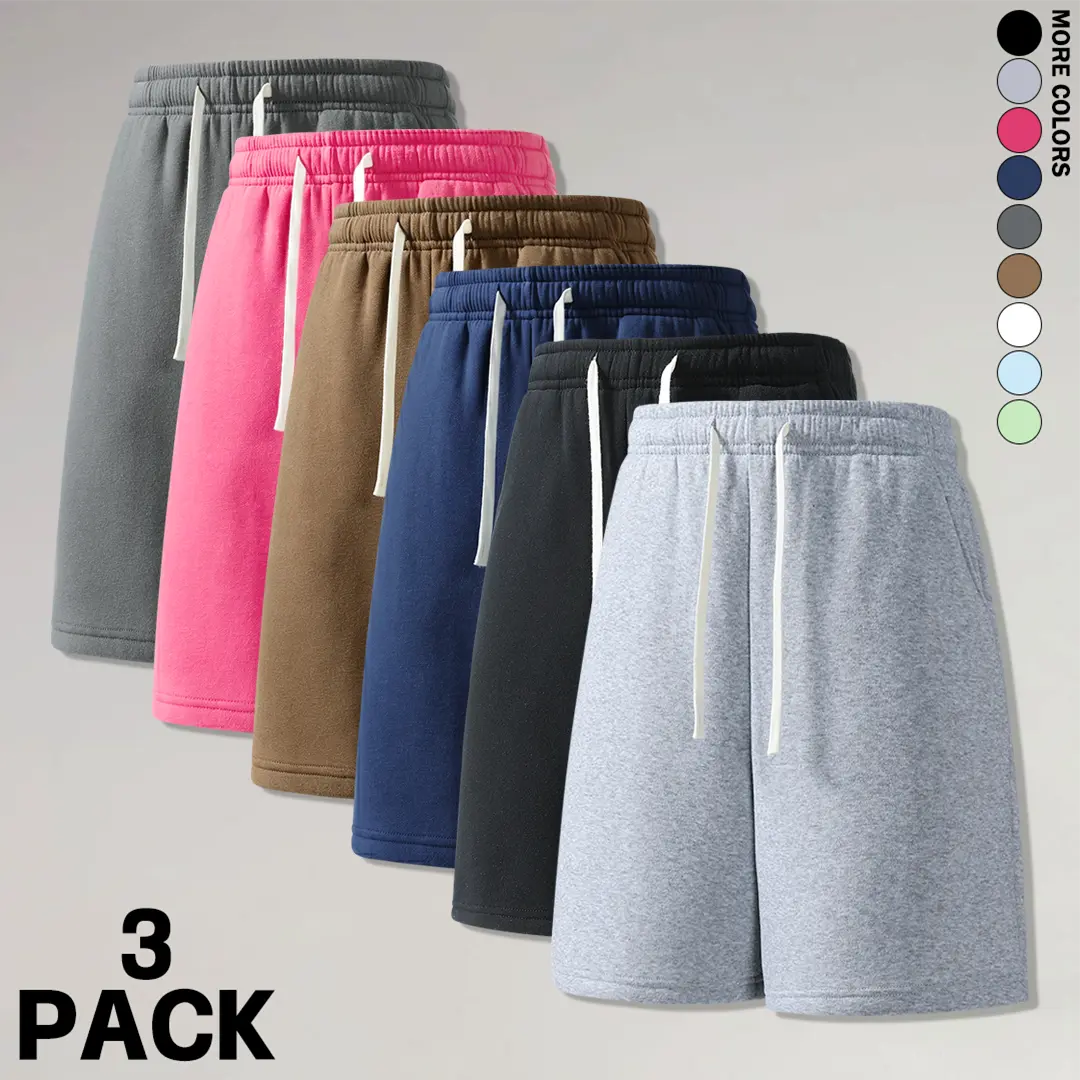 Men's Summer Simple Shorts, 3-Pack, Loose Fit with Drawstring Waist, Solid Color Basic Men's Shorts, Skin-friendly & Comfortable, Street Style for Daily Wear, Leisure, Sports, Fitness & Commuting.
