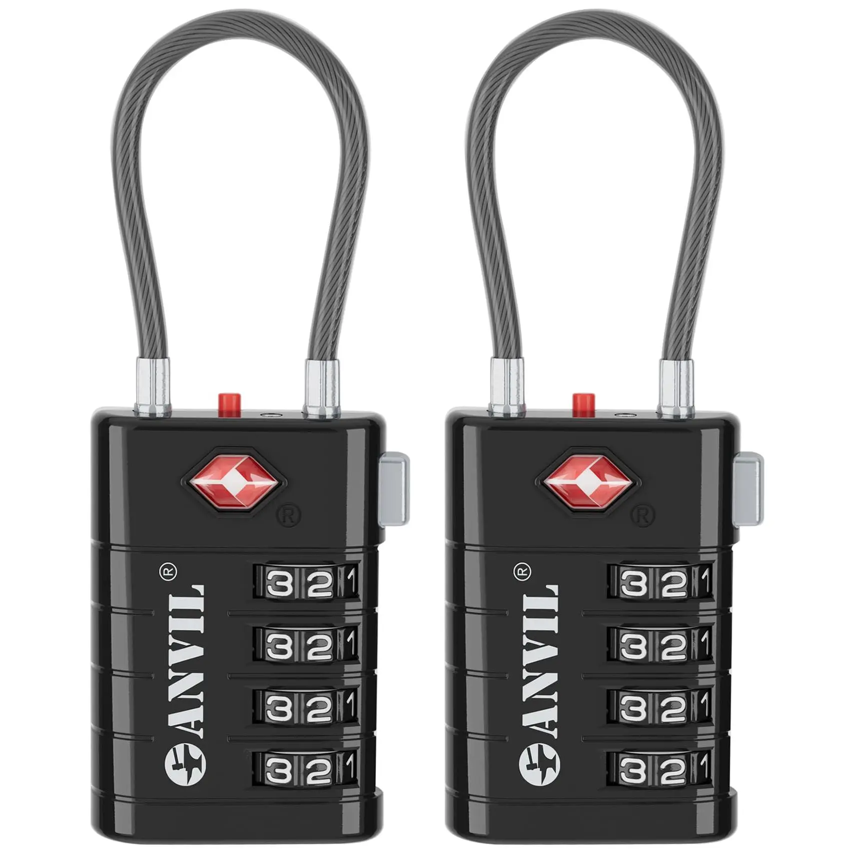 4 Digit Luggage Locks  Tsa For Advanced Tsa008 Core Alert Your Travel Lock Suitcase Lock. (2 Black)