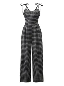 Women's High Waist Belted Slimming Elegant Jumpsuit, Sleeveless Design, Perfect for All Seasons, Stylish and Comfortable