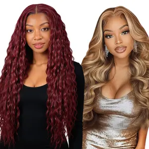 [Blend] Buy 1 Get 1 Free Lace Front Wig | 180% Density, Transparent Lace, #99J Ocean Wave & #P4/27 Body Wave, Blended Human Hair #SummerVibes