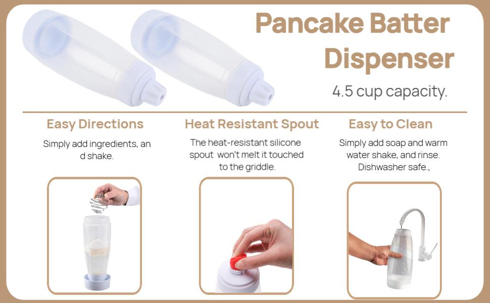 Handheld Batter Dispenser, Batter Mixing Bottle with Scale, Pancake Batter Dispenser, Kitchen Gadgets for Home Use, Utensils,Pancake Batter Dispenser with Blender Balls, Kitchen Batter Squeezer Bottle Suitable for Cupcakes, Pancakes, Muffins Smooth