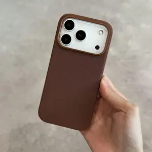 Phone Case - New Fabric Case for iPhone 17/16/15/14 Pro Max 13/17Air Series Woven Case with Good Magnetic Adsorption Ability in Reddish Brown, Upgraded Phone Case with Fully Wrapped Lens And Anti-Drop Ultra-Thin High-End Fashionable Men'S And Women'S