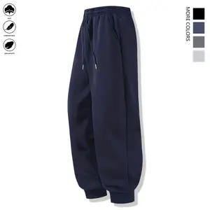 Men's Athleisure Style Bottoms - Casual Polyester Knitted Sport Pants, Solid Color, Regular Fit, Slightly Stretchy Thick Fabric, Elastic Waist, Pockets, Jogging Design