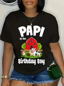 100% Cotton Unisex Papi Of The Birthday Boy Farm Animal Bday Party Celebration T-Shirt