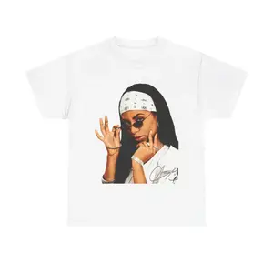 Aaliyah T-Shirt Rap Tee RNB Concert Merch Rare Hip Hop Graphic Print Casual Classic Cotton Menswear Retro Top Vintage Comfy