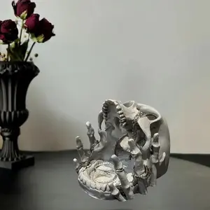 Gothic Skull Jewelry Storage Box - Halloween Decor Resin Organizer with Necklace Hooks & Multiple Compartments for Rings Earrings Small Jewelry Gothic Home Art Ideal Gift