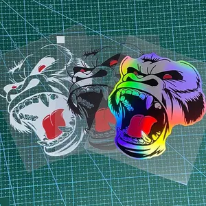 Angry Gorilla Pattern Car Sticker, Waterproof Scratch Cover Decal, Vehicle Exterior Decoration, Suitable for Car Windows, Trunk, Body, Motorcycle Front Windshield, Scooter Body, Universal Car Sticker, Car Decals