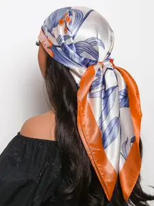 Women's Elegant Plants Print Square Scarf, Fashionable Soft Lightweight Bandana for Women, Casual Versatile Scarf for Daily Wear