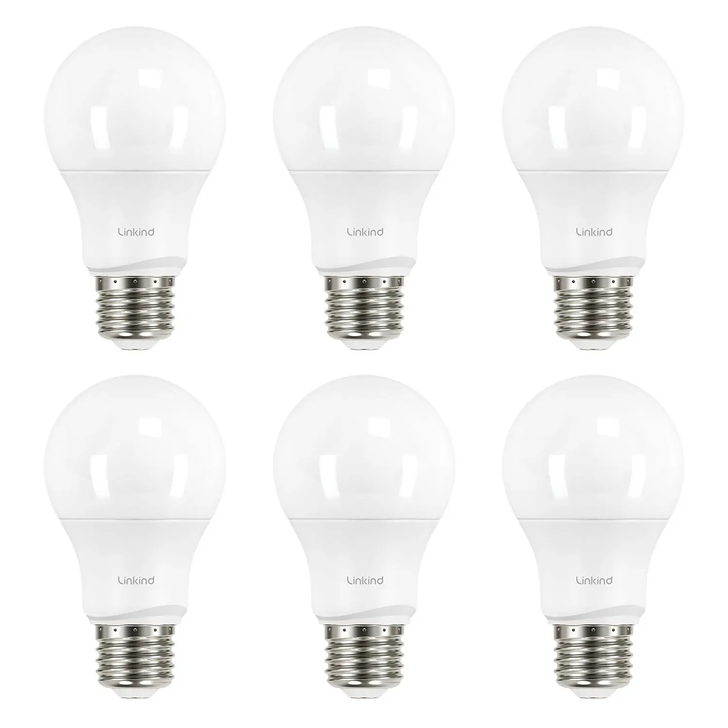 Aidot Linkind A19 LED Light Bulbs Dimmable, 40 Watt Equivalent, E26 Base, 2700K Soft White, 5W 450 Lumens CRI80+, 120V, UL Listed FCC Certified, LED Lights for Bedroom Living Room Home Office, 6 Packs