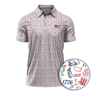Patriotic American Flag Golf Polo Shirt USA 250 Anniversary