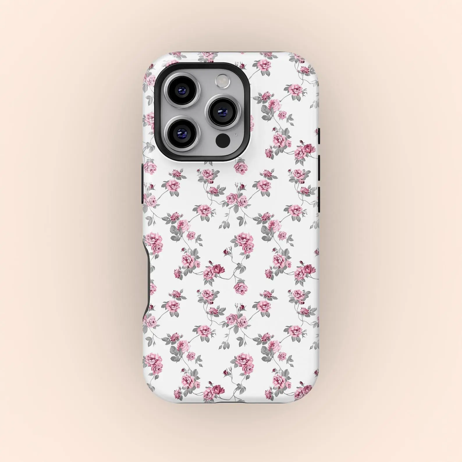 Cute Flower Women Girls Pink Phone Case, Floral Phone Case Wildflower Case, iPhone 16 15 14 13 12 Pro Max