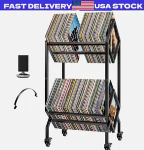 Vinyl Record Storage Rack, Record Holder 160-200 LP Storage Shelf Display Stand