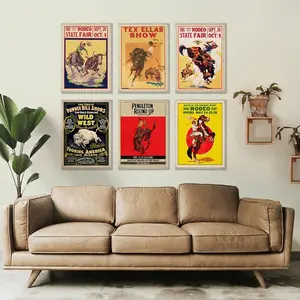 1pc Vintage Cowboy Poster,Retro Cowgirl Prints Posters,Photo Paper Wall Art Paintings,Aesthetic Prints,South Western Decor,Artwork Wall Painting For Living Room Bedroom Bathroom Office Kitchen Hallway Gallery Bar Cafe Home Wall Decors, No Frames,Canvas