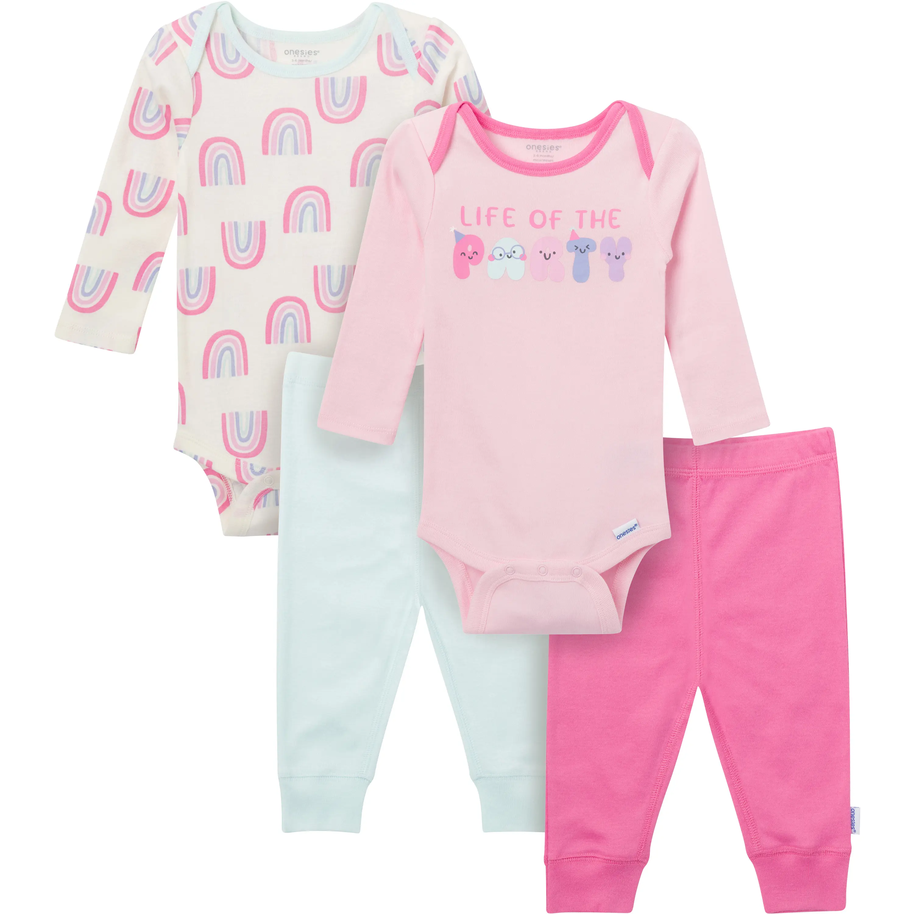 Baby Girls Onesies Bodysuits & Pants 4-Pack Set
