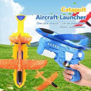 Foam Glider Airplane Launcher Toy for Kids 9.45-inch Airplane with 2 Flight Modes Outdoor Flying Fun Gift for Boys and Girls Ages 4-12