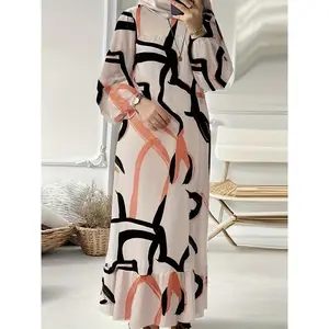 Muslim Dress - Middle Eastern Printed Long Dress - For Women - Suitable for Everyday Wear & Special Occasions - Ideal Gift for Muslim Women