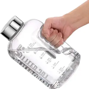 2.2L Petg Food Grade Large Capacity Shatter-Resistant Water Bottle, Portable Bucket for Outdoor Sports, Camping, Travel, Exercise Water JugWater Bottle with Time Marker / 2L Water Bottle / Gym Water Jug / Water Bottle with Handle