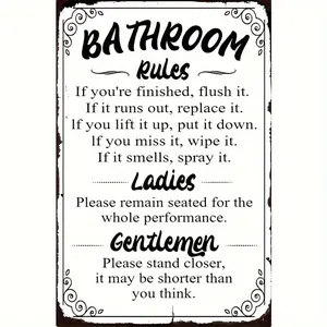 1 piece of 20 cm * 15 cm (7.8 in* 5.85 in) Buy a fun bathroom rule sign, flush the toilet sign on the door and stand closer than you think. Guest bathroom wall decoration (with tape)