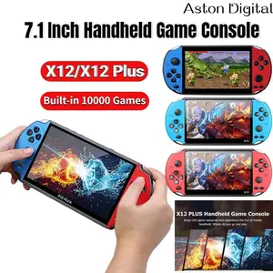 Aston DigitalX7/X12/X12 Plus Retro Game Console 4. 3/5. 1/7. 1Inch HD Screen Portable Audio Video Player Built-in10000+ Classic silicone aim assist ring pouch ps5 repair kit ps2 monitor 2 c handheld pro emulation Red r4 card switch fun emulator dual joyst
