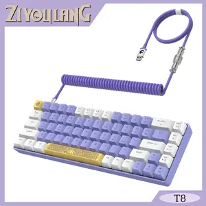 ZIYOU LANG 60% Wired Gaming Keyboard with Blue Switch, 68 Keys Compact Mini Mechanical Keyboard with 18 Chroma RGB Backlit, with USB C Coiled Keyboard Cable, for PC,Laptop,Mac,PS4