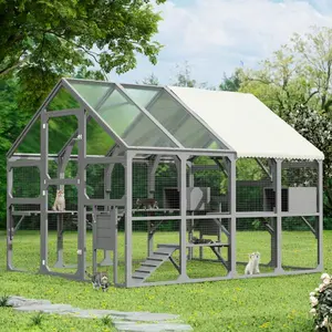 Extra Large Wooden Catio Outdoor Cat Enclosure with Walk-In Door