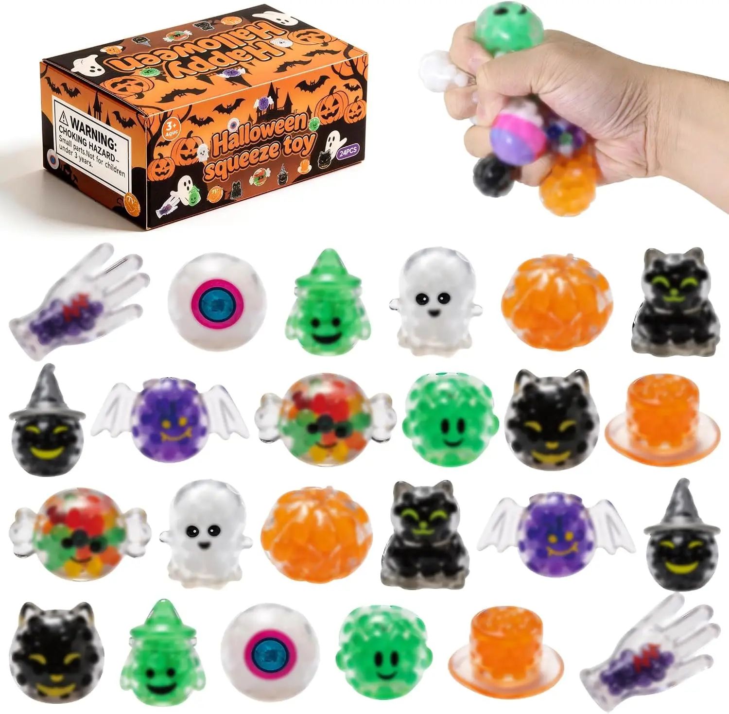 Halloween fall Gift 24-Pack Cute Animal Squishy Toys –  Mini Sensory Squeeze Toys, Soft Stress Relief Fidget Toys for Kids, Party Favors, Easter Basket & Egg Fillers