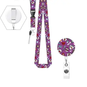 Expandable Badge Holder Set (badge Clip + Lanyard), Office ID Card Clips, Nurse Doctor Teacher Daily Use, Detachable Key Phone Strap, Nurse Badge Reel, Removable Cardholder