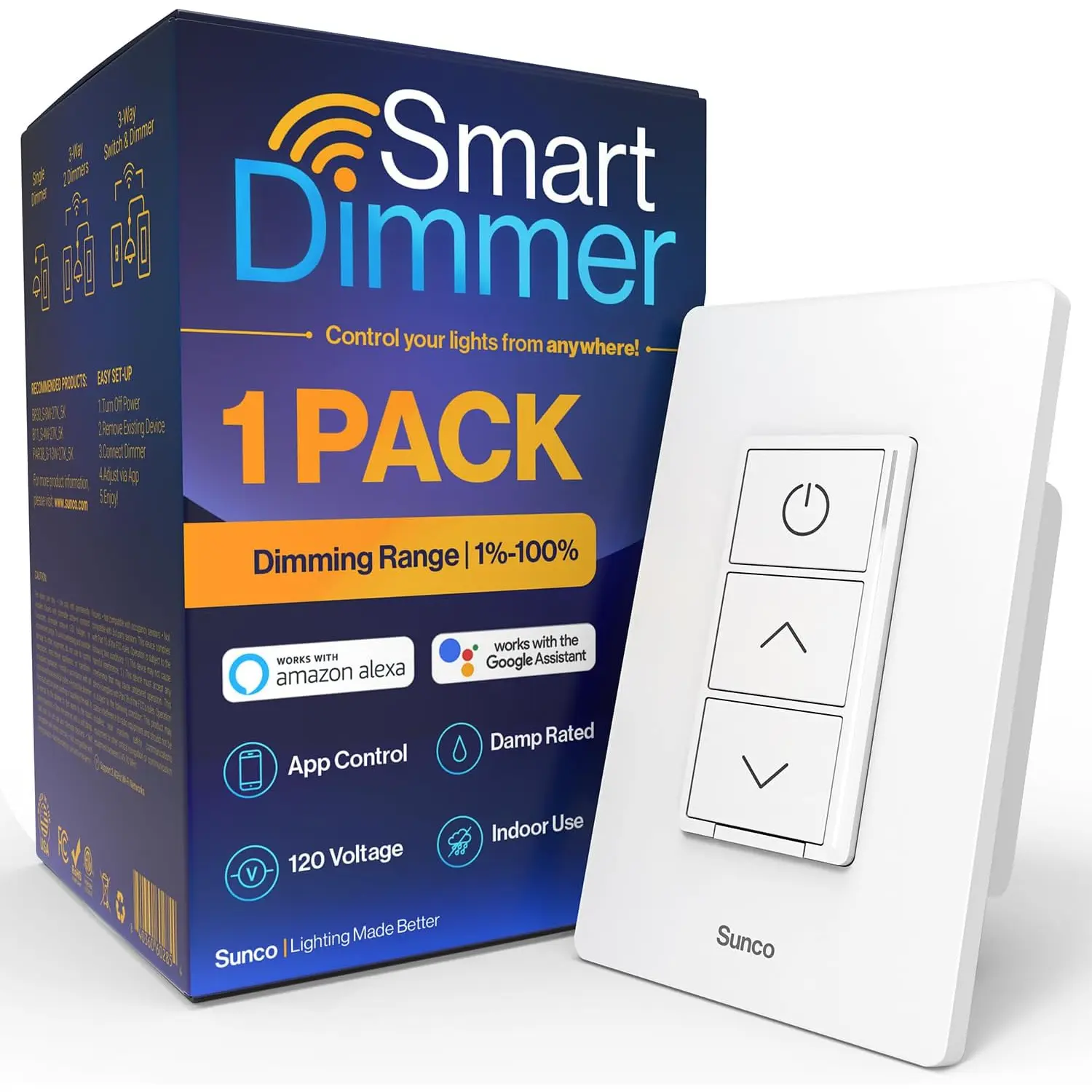 Sunco WiFi Smart Dimmer Switch, Double Rocker
