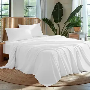 Egyptian  Sheet Set 4 count, Luxury 1000 Thread Count  Sheets, Breathable & Cooling Sheets, 16" Deep Pocket, Machine Washable, Hotel Style  Bedding(,White)
