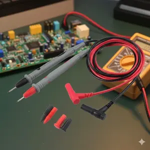 Industrial Silicone Multimeter Test Leads 1000V High Voltage Tangle-Free Copper Core Probe Electrician Tool Professional Electrical Measurement Accessories Anti-Slip Probe Connector Wires 20A high Current Test Wires