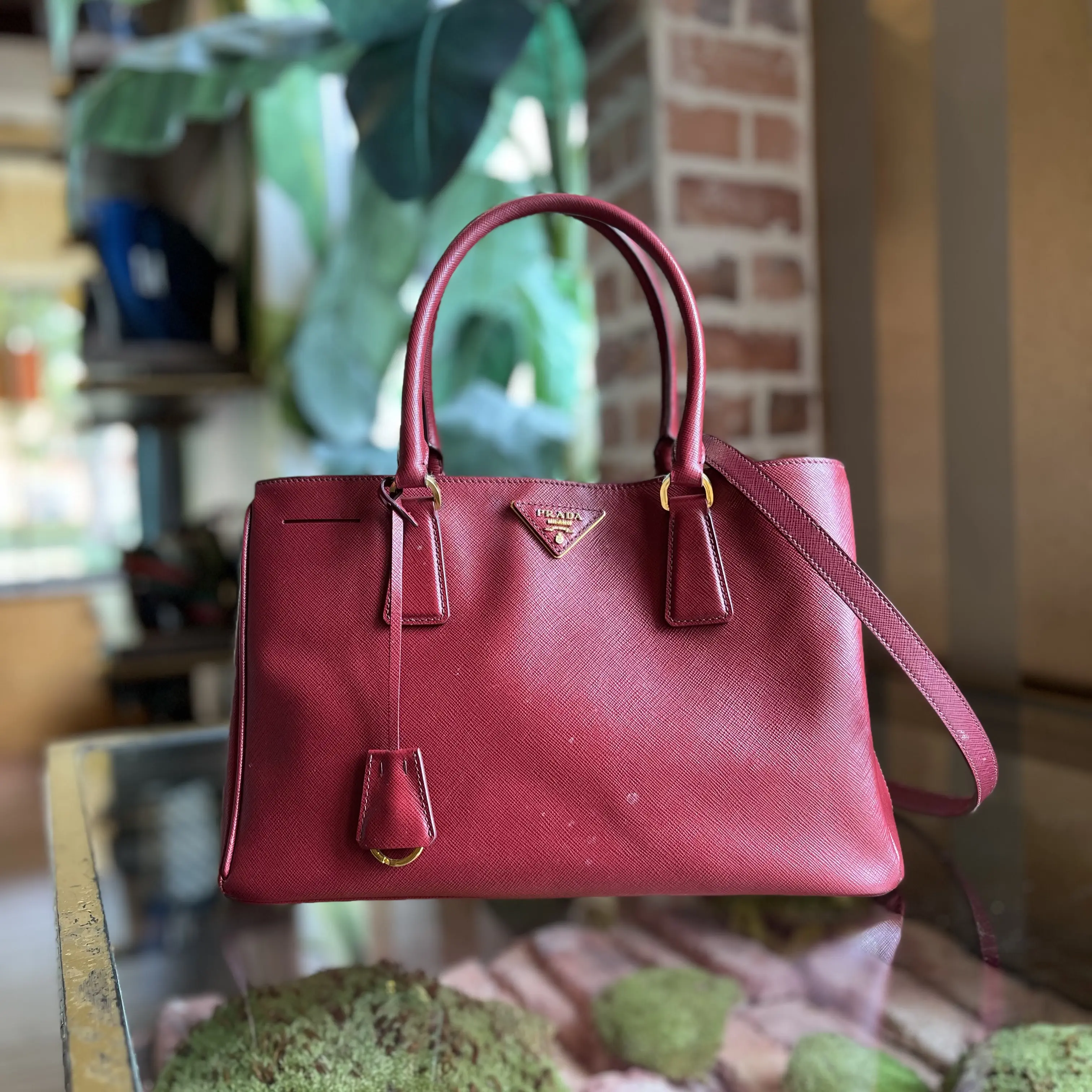 Pre-owned PRADA Leather Tote Bags Saffiano Lux Red 2 Way Tote Bag