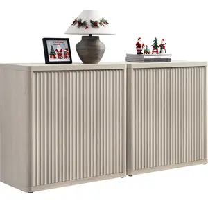 SICOTAS Buffet Cabinet with Storage Sideboard, 34.6" x 15.4" x 34.2" Size Accent Modern Credenza with Doors & Shelves Fluted Media Console Wood Mid Century Coffee Bar Table for Living Room Kitchen Dining Room Hallway, Durable