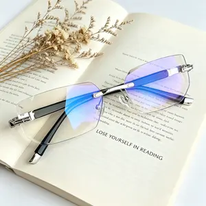 Rimless Blue Light Blocking Reading Glasses, Lightweight Frameless Presbyopic Eyeglasses with Multiple Diopters, Sleek Clear Lenses for Men & Women, Comfort Daily Computer & Reading Eyewear, Ideal Gift for Seniors