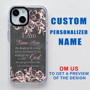 Custom Name Floral Pattern Phone Case for iPhone 16 15 14 13 12 11 Pro Max Plus,Personalized Picture Photo Case-Shockproof Heavy Duty Protective Cover