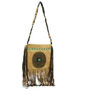 Paige Wallace Metallic Bronze Fringe Purse
