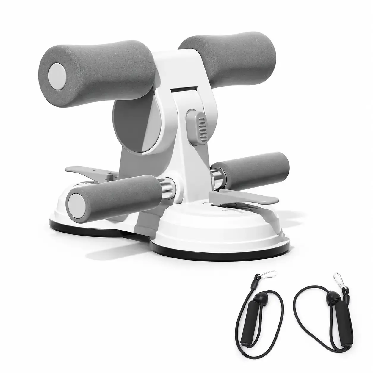 Suction Cup Sit Up Bar with Resistance Bands, Adjustable Footrest, Soft Foam Handles, Portable Home Indoor Abdominal Strength Training Fitness Equipment