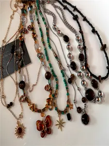 6pc Fashion Vintage Beaded Necklace Set, Butterfly Pendant Necklaces, Unisex Boho Jewelry Accessories, Party Gift, Mother's Day Present