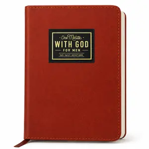 One Minute with God Men's Prayer Book, 365 Daily Devotions, Bible Prayer Tracking Diary, Brown Faux Leather Journal, Gift for Dad, Husband, Brother & Friend, Daily Use