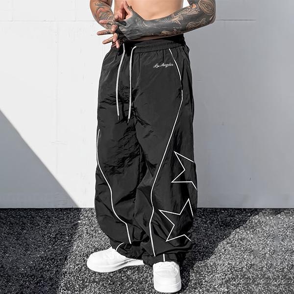 Men’s 3-pack wide-leg athletic pants with star stripe design, shape legs, suitable for streetwear and everyday outings