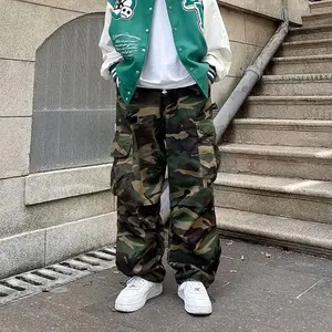 Y2K American High Street Retro Hip Hop Camouflage Cargo Pants Lightweight Gothic Fashion Men’s Straight-Leg Casual Pants Trendy Brand