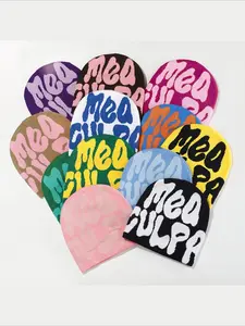 Fashion Versatile Knitted Hat, Autumn Winter Warm Crochet Cap, Trendy Letter Embroidery Beanie, Stylish All-Season Accessory