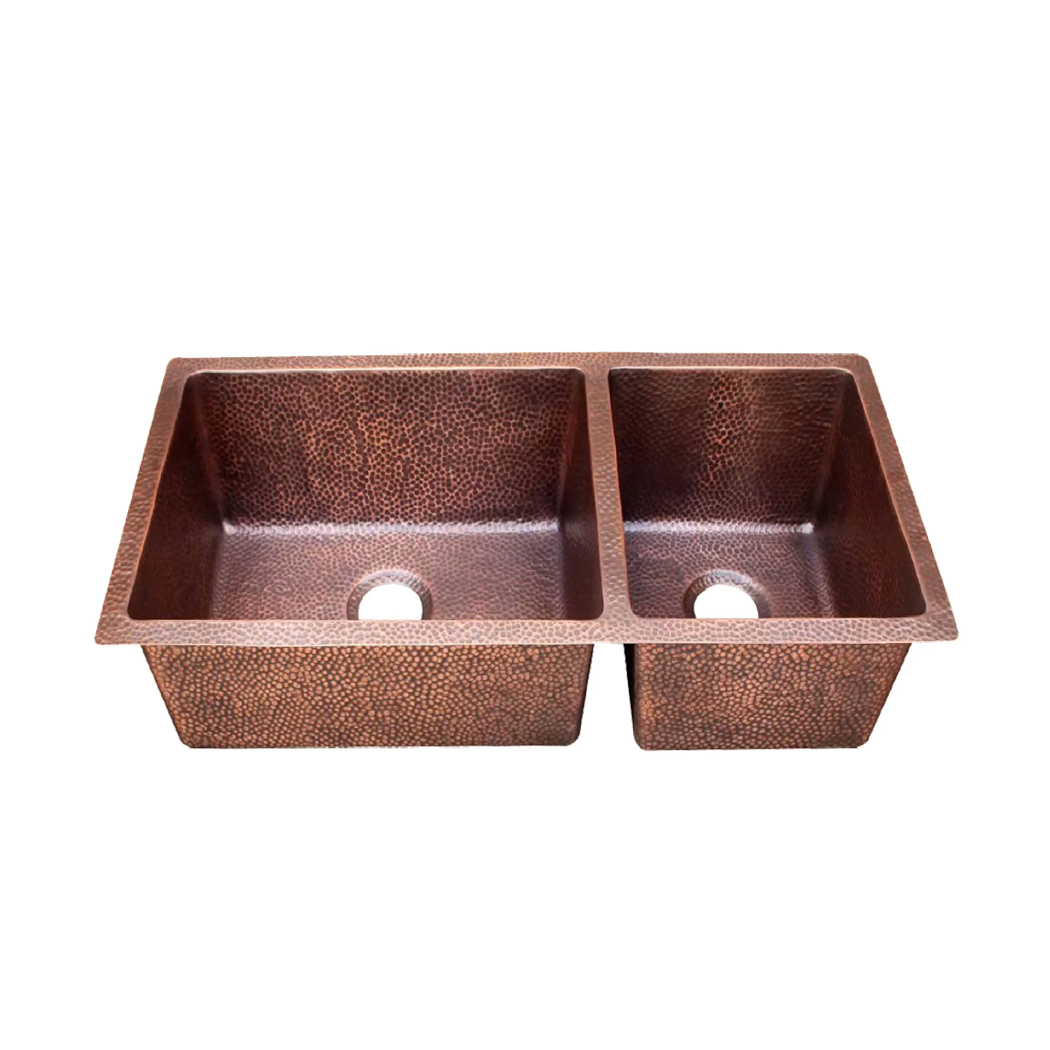 Akicon Custom Handmade Copper Double Bowl Undermount  Kitchen Sink