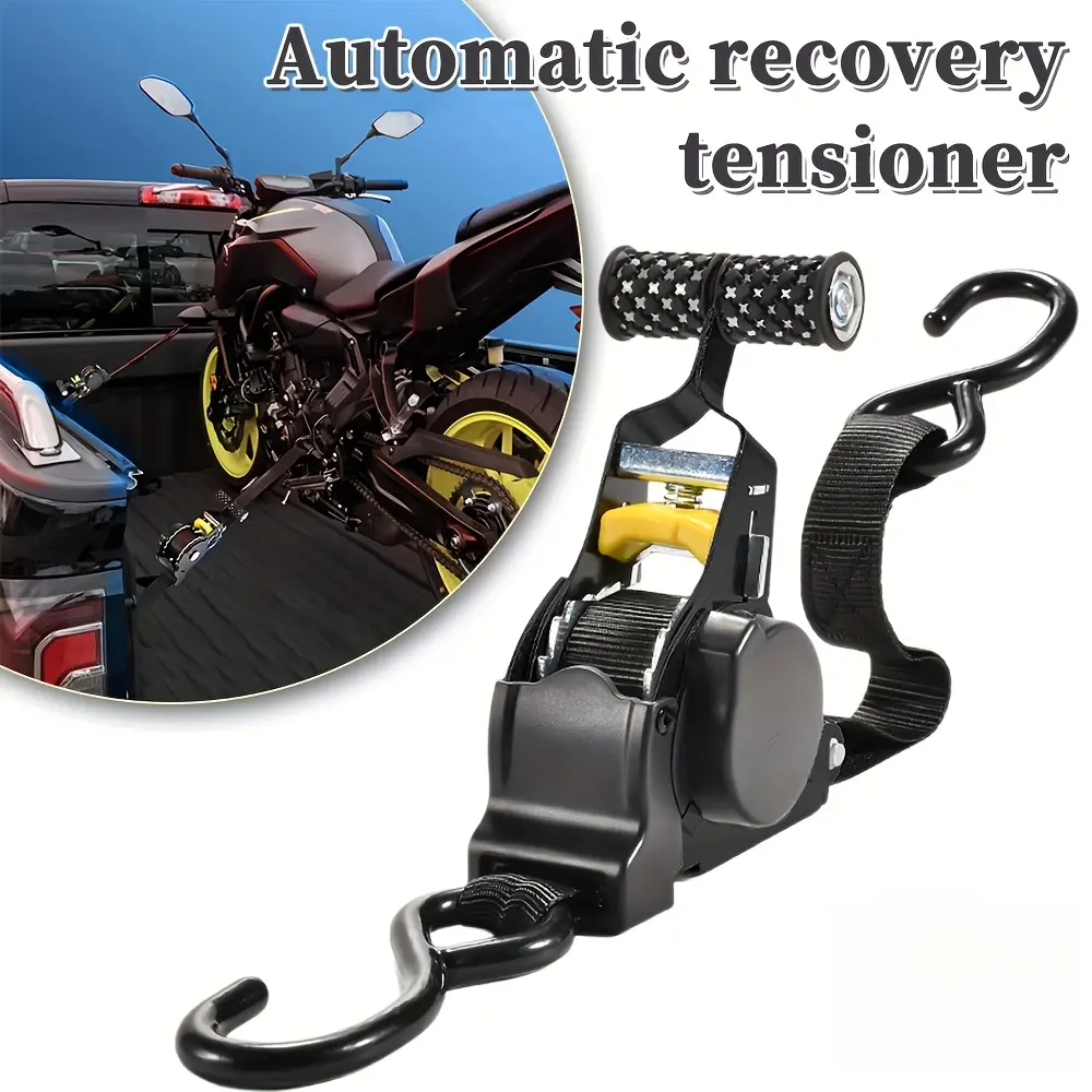 Ratchet Straps 2 Pack, Heavy-Duty Automatic Retractable Design with Secure Locking, High-Strength Cargo Securement for Motorcycle & Luggage, 2 Packs