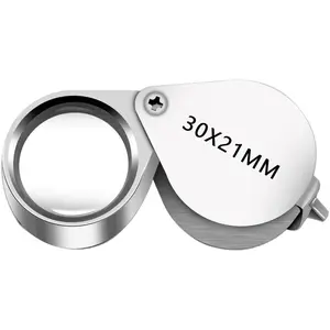 Foldable Pocket 30x 21mm Loupe Magnifier Eye Magnifying Glass for Gems Diamonds Plants Coins Stamps Antiques and More