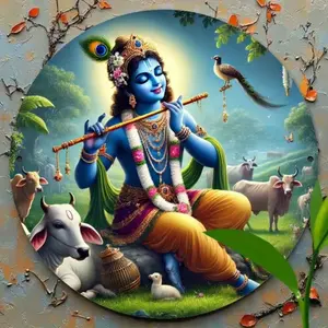Charming Krishna-Shaped Iron Sign - Waterproof Vintage-Style Wall Art | Suitable for Indoor & Outdoor Use, Ideal for Home,Office